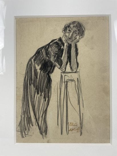 Oleffe Auguste (1867 1931) Young woman leaning...