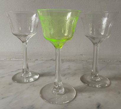 Belgian glassware Set of three Art Deco stemmed...