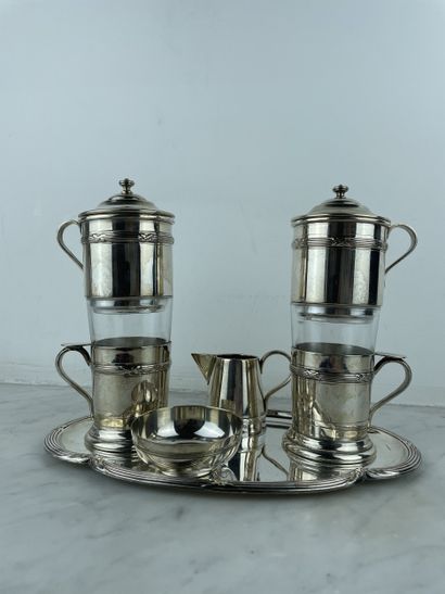 M.N.O - White metal coffee set, France, 20th...