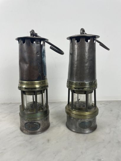 Pair of miner's safety lamps (Clanny type),...
