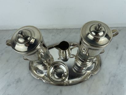 M.N.O - White metal coffee set, France, 20th...