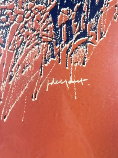 Unidentified artist Abstract bouquet on red...