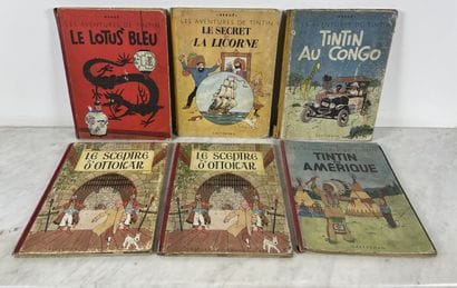 Hergé Tintin Set of 6 albums: Original B1...