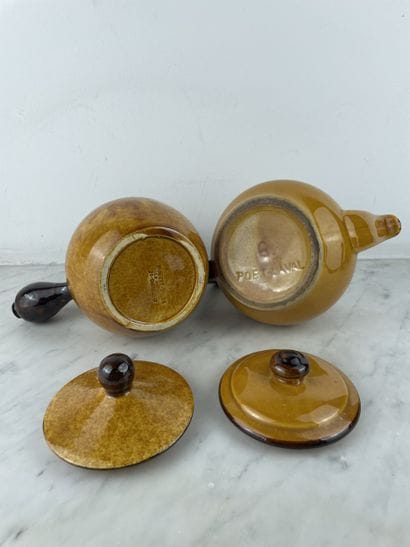 Set of two orange glazed ceramics.