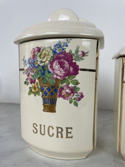 Set of five fine earthenware kitchen jars...