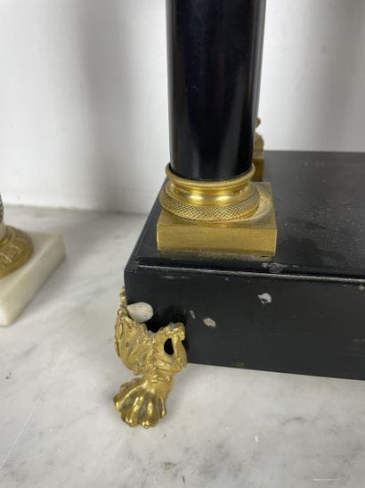 Empire style mantelpiece Portico clock and...