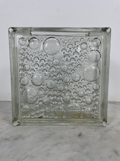 Rectangular vase in colorless molded glass...