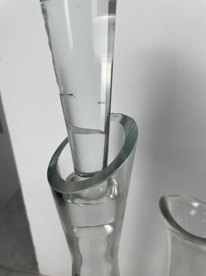 Set of 9 glass vases including 1 bottle,...