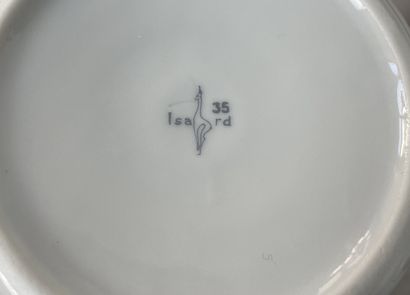 Set of four enameled porcelain condiment...