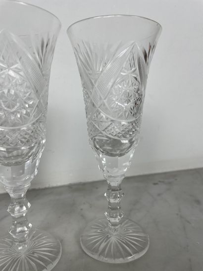Set of five colorless crystal goblets, with...