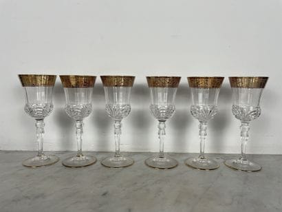 Set of 6 crystal stemmed glasses Gilded decoration
Set...