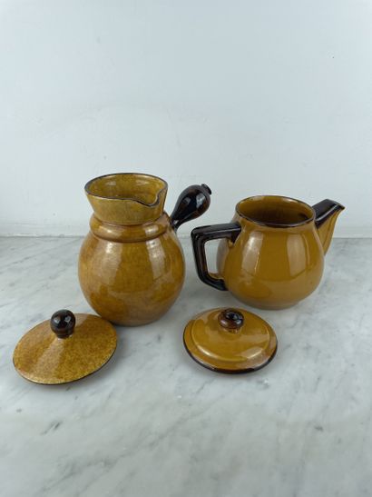 Set of two orange glazed ceramics.