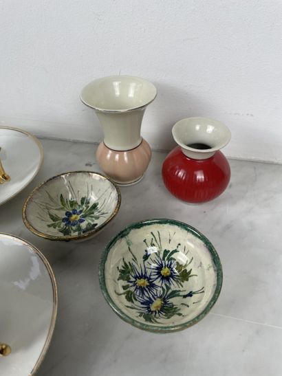 Lot of various ceramics: white openwork basket...