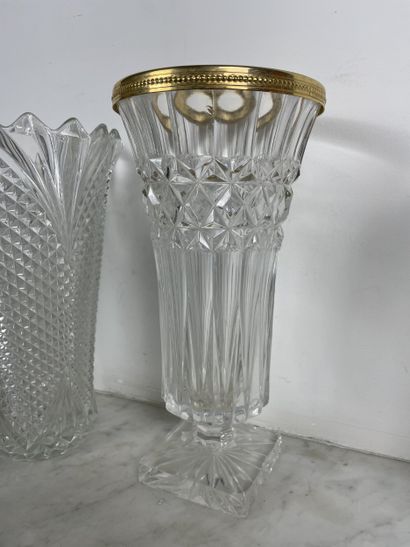 Set of eight colorless molded/pressed glass...