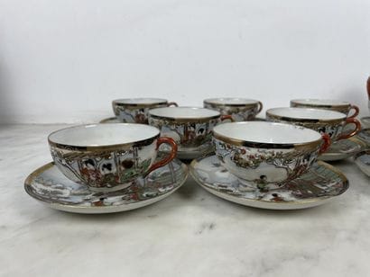 Japanese tea service, in the Kutani style,...