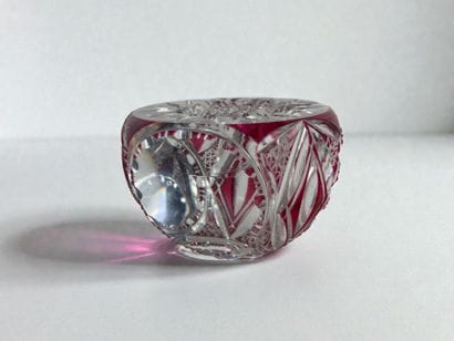 Val Saint-Lambert-style crystal overlay paperweight...