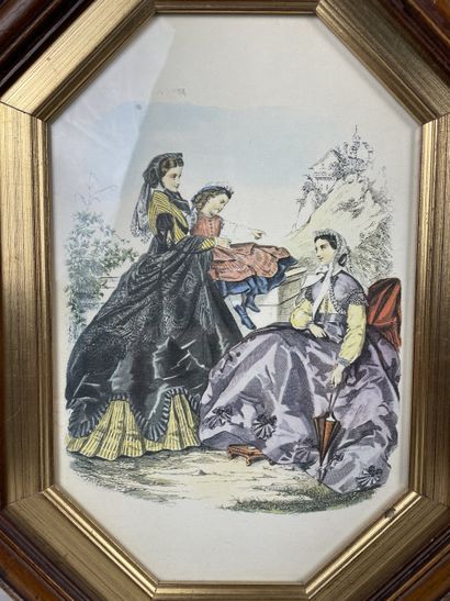 Paire de planches de mode féminine (XIX siècle),...