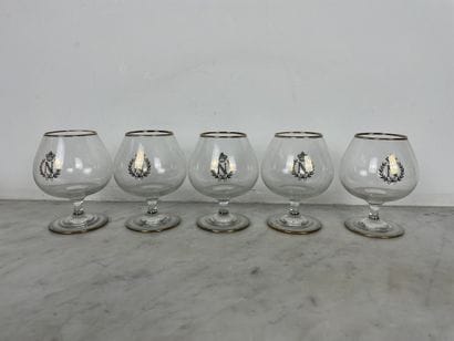 Set of five digestif glasses (cognac/whisky...