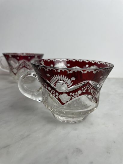 Red-lined crystal punch set Bohemia, late...