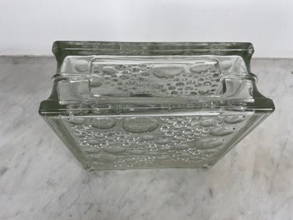Rectangular vase in colorless molded glass...
