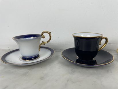 Set of six cups and saucers in various porcelains...
