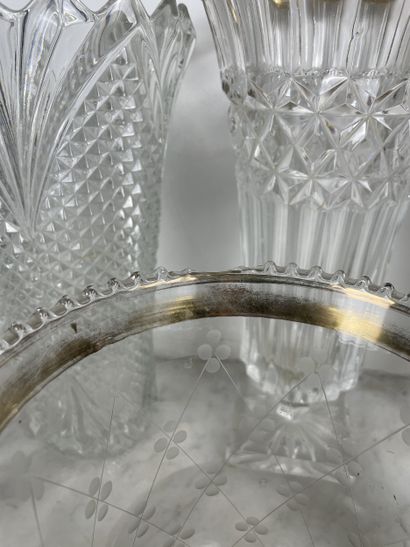Set of eight colorless molded/pressed glass...