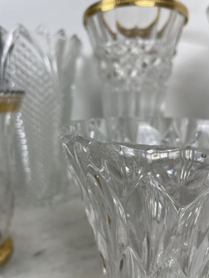 Set of eight colorless molded/pressed glass...