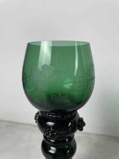 Suite of nine Römer green wine glasses, Germany,...