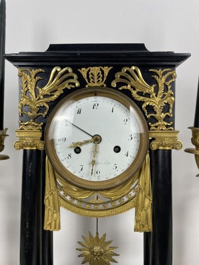 Empire style mantelpiece Portico clock and...
