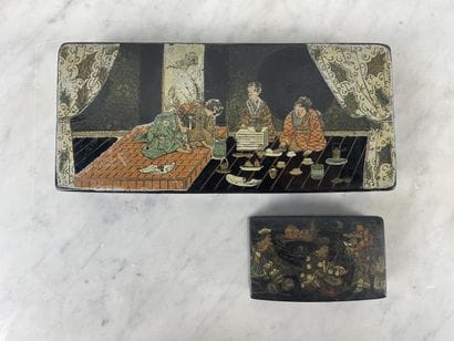 Set of two Napoleon III boxes with Asian...