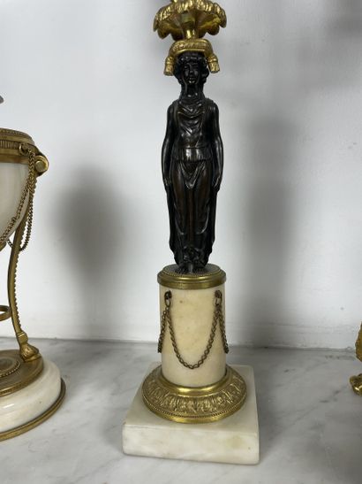 Empire style mantelpiece Portico clock and...