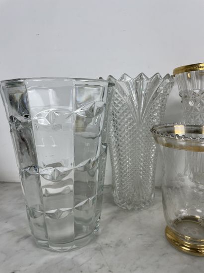 Set of eight colorless molded/pressed glass...