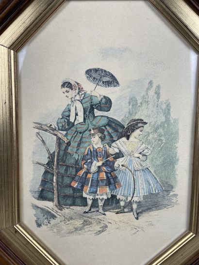 Paire de planches de mode féminine (XIX siècle),...