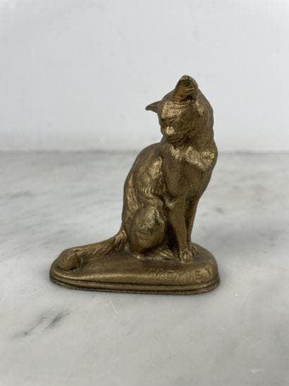 Emmanuel Frémiet (1824-1910), Chat tête tournée....