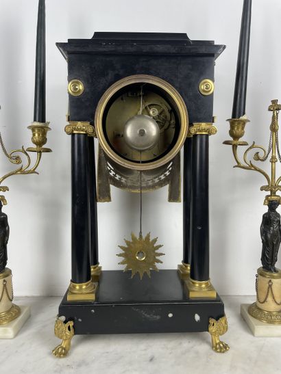 Empire style mantelpiece Portico clock and...