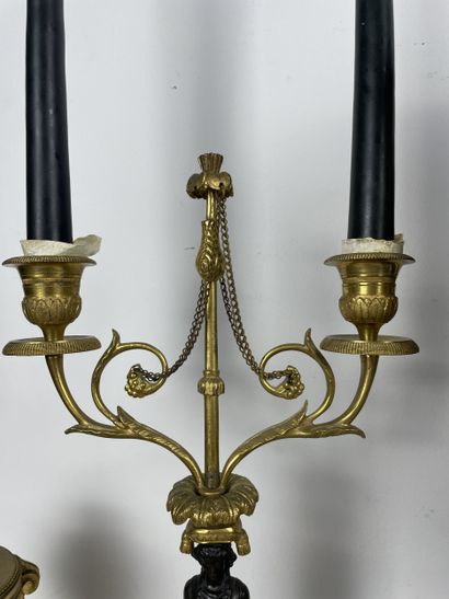 Empire style mantelpiece Portico clock and...