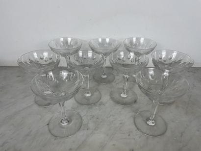 Val Saint-Lambert - Set of nine crystal cups,...