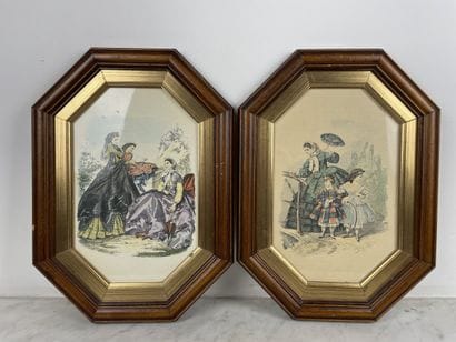 Paire de planches de mode féminine (XIX siècle),...