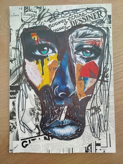 Laurent Yvon (1984) - Collage on paper (30...