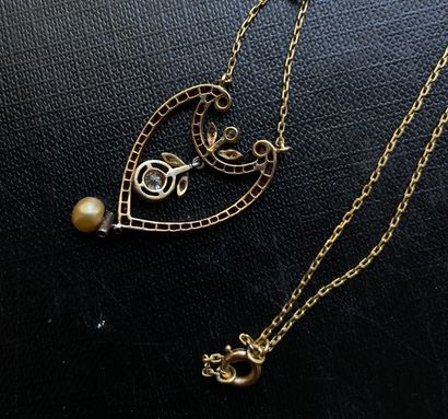 Gold, ruby, diamond and pearl Art Nouveau...