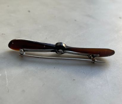 18K gold, diamond and bakelite brooch late...