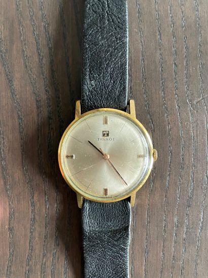 Tissot, hand-wound men's wristwatch, gold-plated...