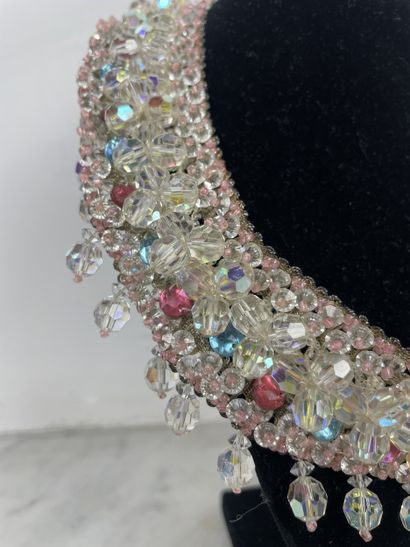 Necklace with faceted beads and colorless...