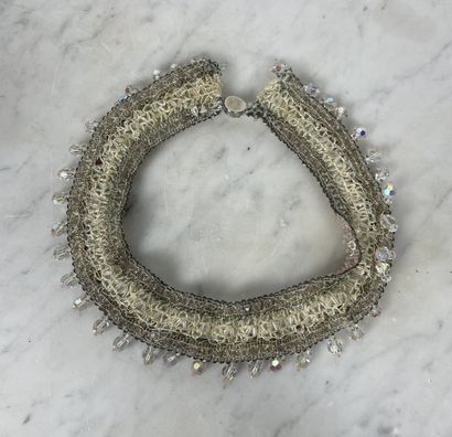 Necklace with faceted beads and colorless...
