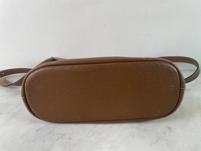 Sac bandoulière vintage en cuir grainé brun,...
