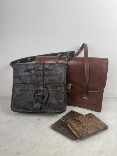 Vintage leather & crocodile set - two bags...