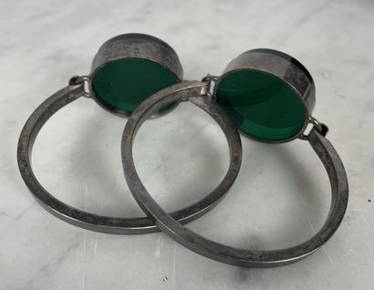 Pair of rigid, articulated silver-plated...