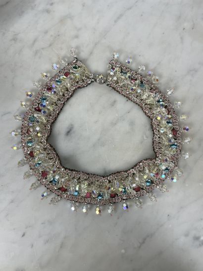 Necklace with faceted beads and colorless...