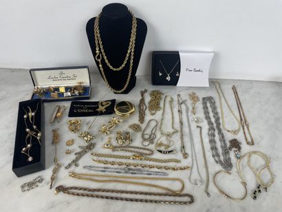 Large assortment of gold-tone costume jewelry...