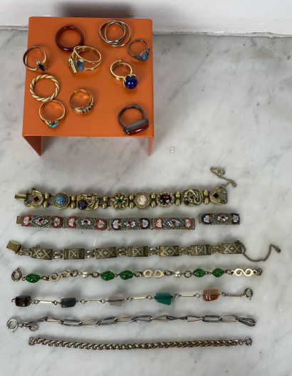 Set of fancy rings and bracelets (20th century):...